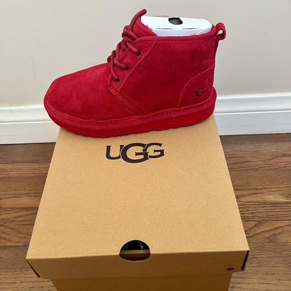 NEW w/Box UGG Kids Unisex nuemel ii Chukka Boot Samba Red Leather Suede Size 3 - Picture 7 of 16